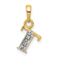 Load image into Gallery viewer, 14KY with Rhodium Diamond Letter T Initial Pendant
