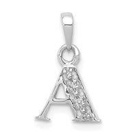 Load image into Gallery viewer, 14KW with Rhodium Diamond Letter A Initial Pendant

