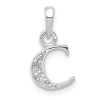Load image into Gallery viewer, 14KW with Rhodium Diamond Letter C Initial Pendant
