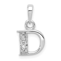 Load image into Gallery viewer, 14KW with Rhodium Diamond Letter D Initial Pendant

