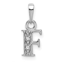 Load image into Gallery viewer, 14KW Rhodium-plated Diamond Letter F Initial Pendant
