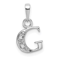 Load image into Gallery viewer, 14KW Rhodium-plated Diamond Letter G Initial Pendant
