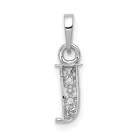 Load image into Gallery viewer, 14KW Rhodium-plated Diamond Letter J Initial Pendant
