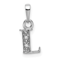 Load image into Gallery viewer, 14KW Rhodium-plated Diamond Letter L Initial Pendant
