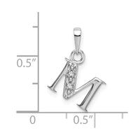 Load image into Gallery viewer, 14KW Rhodium-plated Diamond Letter M Initial Pendant
