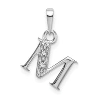 Load image into Gallery viewer, 14KW Rhodium-plated Diamond Letter M Initial Pendant
