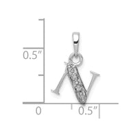 Load image into Gallery viewer, 14KW Rhodium-plated Diamond Letter N Initial Pendant

