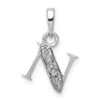 Load image into Gallery viewer, 14KW Rhodium-plated Diamond Letter N Initial Pendant
