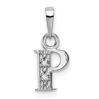 Load image into Gallery viewer, 14KW Rhodium-plated Diamond Letter P Initial Pendant
