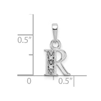 Load image into Gallery viewer, 14KW Rhodium-plated Diamond Letter R Initial Pendant
