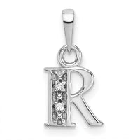 Load image into Gallery viewer, 14KW Rhodium-plated Diamond Letter R Initial Pendant
