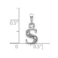 Load image into Gallery viewer, 14KW Rhodium-plated Diamond Letter S Initial Pendant
