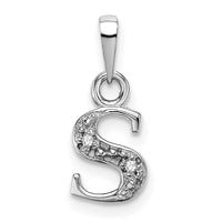 Load image into Gallery viewer, 14KW Rhodium-plated Diamond Letter S Initial Pendant
