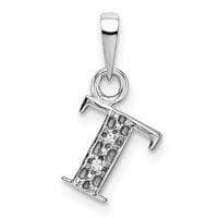 Load image into Gallery viewer, 14KW Rhodium-plated Diamond Letter T Initial Pendant
