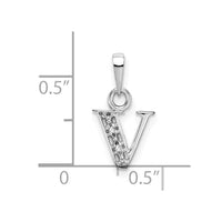 Load image into Gallery viewer, 14KW Rhodium-plated Diamond Letter V Initial Pendant
