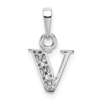 Load image into Gallery viewer, 14KW Rhodium-plated Diamond Letter V Initial Pendant
