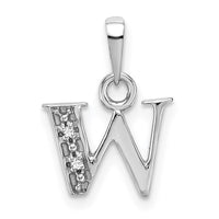 Load image into Gallery viewer, 14KW Rhodium-plated Diamond Letter W Initial Pendant
