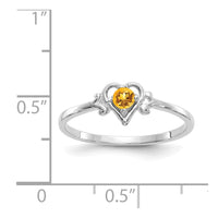Load image into Gallery viewer, 14K White Gold Citrine Birthstone Heart Ring
