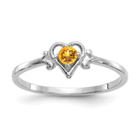 Load image into Gallery viewer, 14K White Gold Citrine Birthstone Heart Ring
