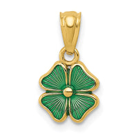 Load image into Gallery viewer, 14k Green Enameled Four Leaf Clover Pendant
