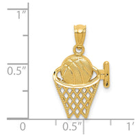 Load image into Gallery viewer, 14k Basketball in the Net Pendant
