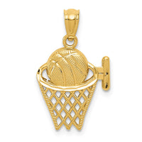 Load image into Gallery viewer, 14k Basketball in the Net Pendant
