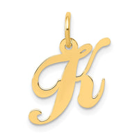Load image into Gallery viewer, 14k White Gold Small Fancy Script Letter K Initial Charm
