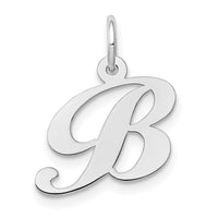 Load image into Gallery viewer, 14k White Gold Small Fancy Script Letter B Initial Charm

