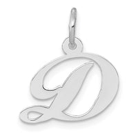 Load image into Gallery viewer, 14k White Gold Small Fancy Script Letter D Initial Charm

