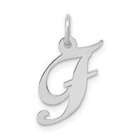 Load image into Gallery viewer, 14k White Gold Small Fancy Script Letter F Initial Charm
