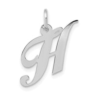Load image into Gallery viewer, 14k White Gold Small Fancy Script Letter H Initial Charm
