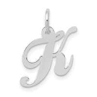 Load image into Gallery viewer, 14k White Gold Small Fancy Script Letter K Initial Charm
