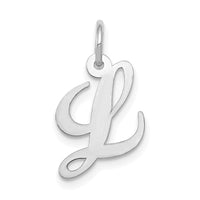 Load image into Gallery viewer, 14k White Gold Small Fancy Script Letter L Initial Charm
