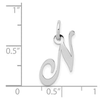 Load image into Gallery viewer, 14k White Gold Small Fancy Script Letter N Initial Charm
