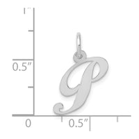 Load image into Gallery viewer, 14k White Gold Small Fancy Script Letter P Initial Charm
