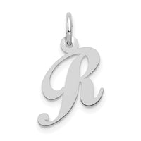 Load image into Gallery viewer, 14k White Gold Small Fancy Script Letter R Initial Charm
