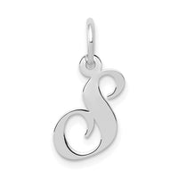 Load image into Gallery viewer, 14k White Gold Small Fancy Script Letter S Initial Charm
