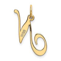 Load image into Gallery viewer, 14K Medium Fancy Script Letter N Initial Charm
