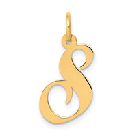 Load image into Gallery viewer, 14K Medium Fancy Script Letter S Initial Charm
