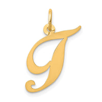 Load image into Gallery viewer, 14K Medium Fancy Script Letter T Initial Charm
