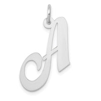 Load image into Gallery viewer, 14k White Gold Medium Fancy Script Letter A Initial Charm

