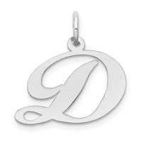 Load image into Gallery viewer, 14k White Gold Medium Fancy Script Letter D Initial Charm
