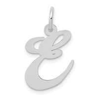 Load image into Gallery viewer, 14K White Gold Medium Fancy Script Letter E Initial Charm
