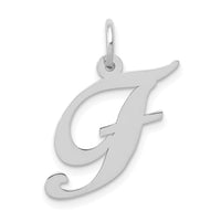 Load image into Gallery viewer, 14K White Gold Medium Fancy Script Letter F Initial Charm
