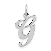 Load image into Gallery viewer, 14K White Gold Medium Fancy Script Letter G Initial Charm
