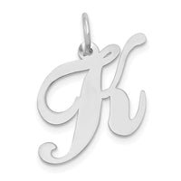 Load image into Gallery viewer, 14K White Gold Medium Fancy Script Letter K Initial Charm
