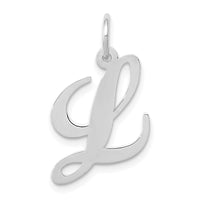 Load image into Gallery viewer, 14K White Gold Medium Fancy Script Letter L Initial Charm
