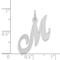 Load image into Gallery viewer, 14K White Gold Medium Fancy Script Letter M Initial Charm
