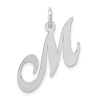 Load image into Gallery viewer, 14K White Gold Medium Fancy Script Letter M Initial Charm
