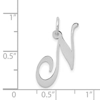 Load image into Gallery viewer, 14K White Gold Medium Fancy Script Letter N Initial Charm
